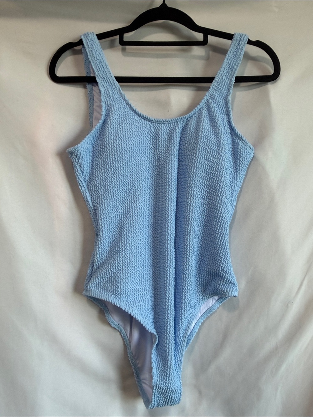 Light Blue Textured One-Piece Swimsuit for Women